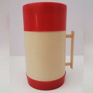 Vintage Aladdin HY-LO Thermos Red and Cream Insulated Mug